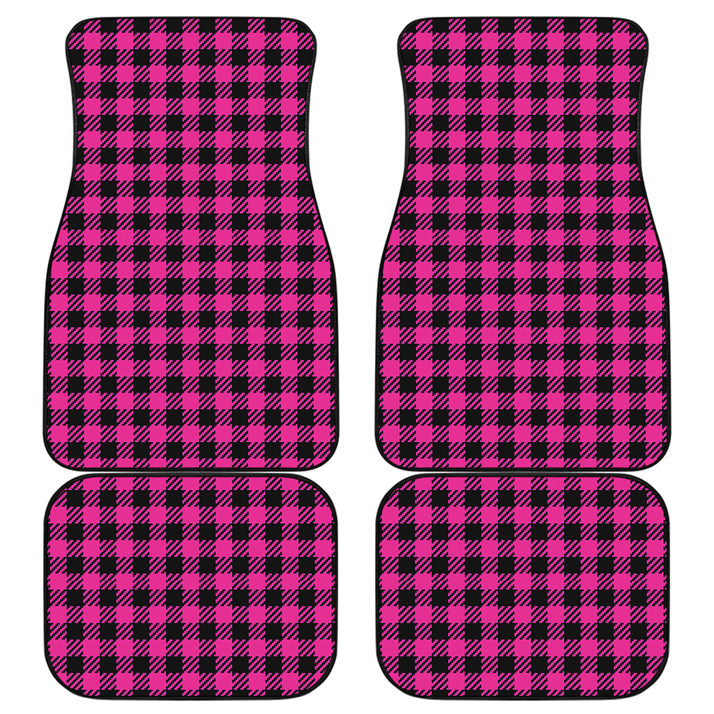 Hot Pink Buffalo Plaid Print Front and Back Car Floor Mats