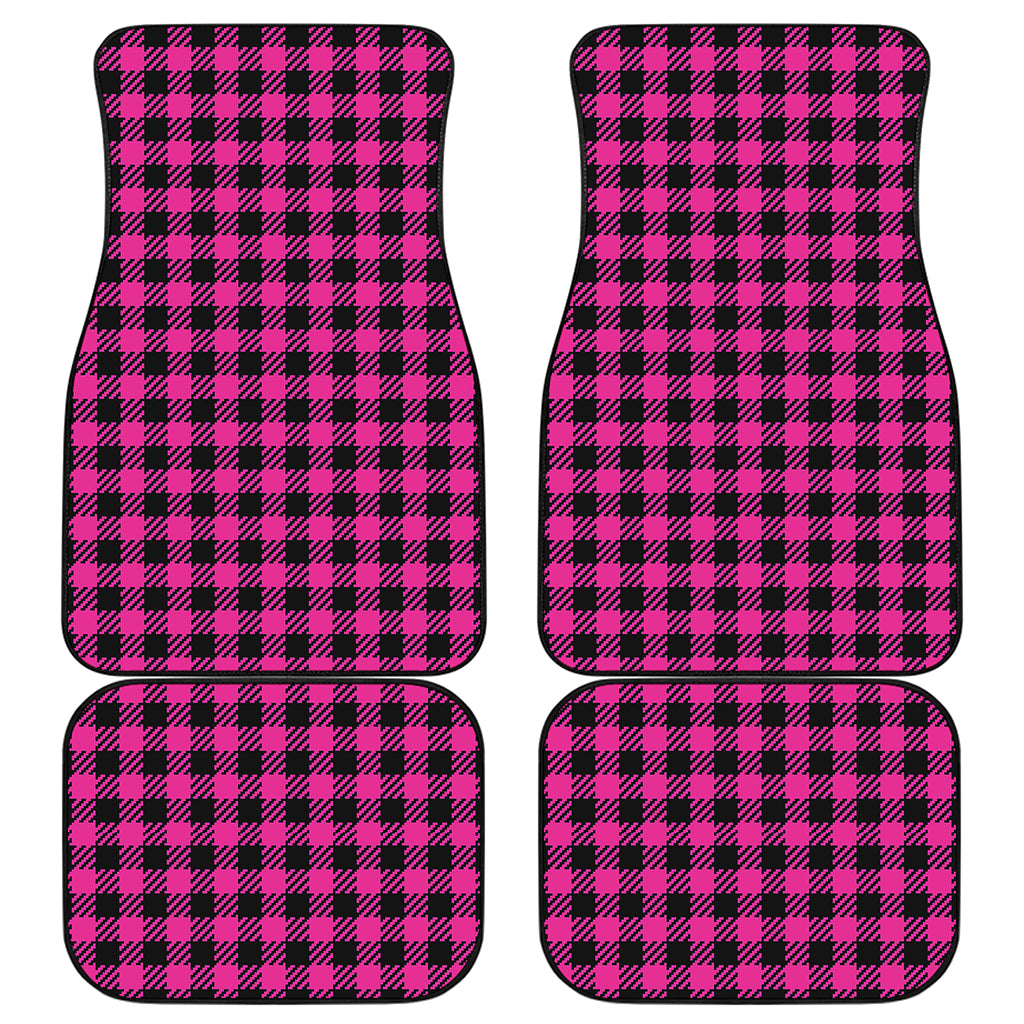 Hot Pink Buffalo Plaid Print Front and Back Car Floor Mats