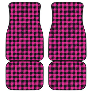 Hot Pink Buffalo Plaid Print Front and Back Car Floor Mats