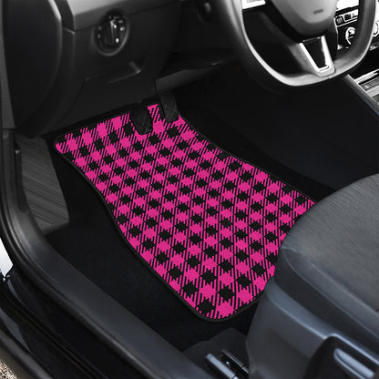 Hot Pink Buffalo Plaid Print Front and Back Car Floor Mats