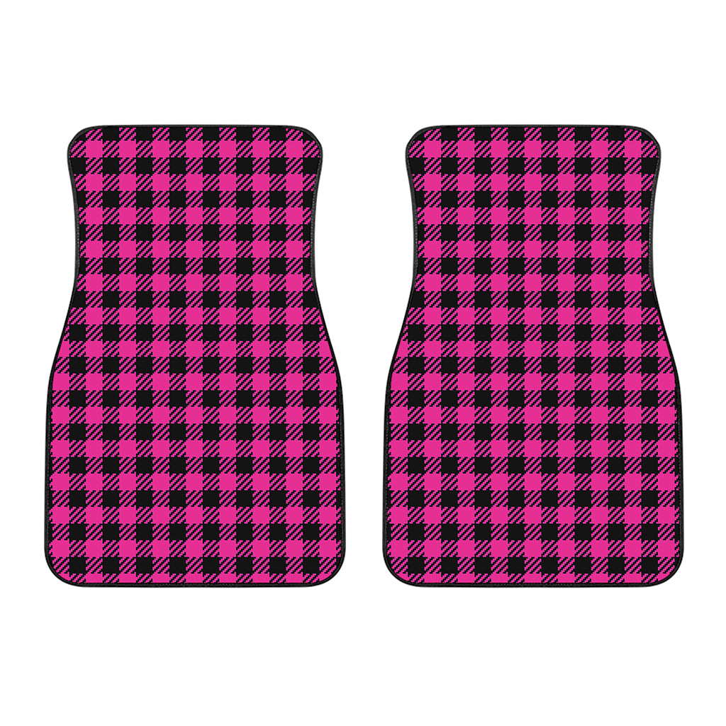 Hot Pink Buffalo Plaid Print Front Car Floor Mats