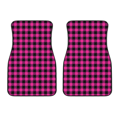 Hot Pink Buffalo Plaid Print Front Car Floor Mats