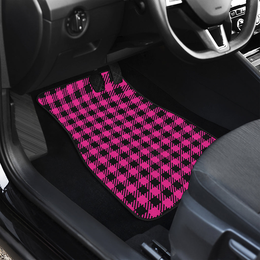 Hot Pink Buffalo Plaid Print Front Car Floor Mats