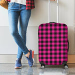 Hot Pink Buffalo Plaid Print Luggage Cover