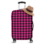 Hot Pink Buffalo Plaid Print Luggage Cover