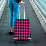 Hot Pink Buffalo Plaid Print Luggage Cover