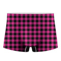 Hot Pink Buffalo Plaid Print Men's Boxer Briefs
