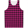 Hot Pink Buffalo Plaid Print Men's Tank Top
