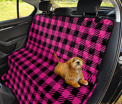 Hot Pink Buffalo Plaid Print Pet Car Back Seat Cover