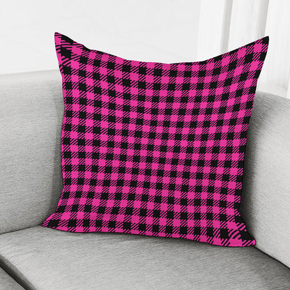Hot Pink Buffalo Plaid Print Pillow Cover