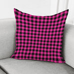 Hot Pink Buffalo Plaid Print Pillow Cover