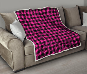 Hot Pink Buffalo Plaid Print Quilt