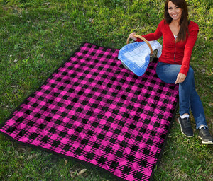 Hot Pink Buffalo Plaid Print Quilt