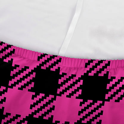 Hot Pink Buffalo Plaid Print Sofa Cover