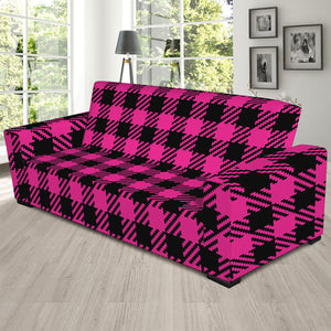 Hot Pink Buffalo Plaid Print Sofa Slipcover