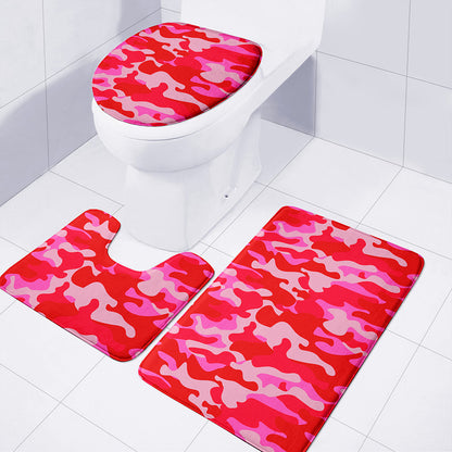 Hot Pink Camouflage Print 3 Piece Bath Mat Set