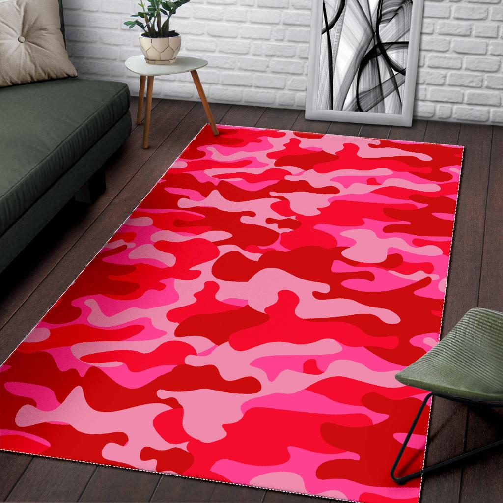 Hot Pink Camouflage Print Area Rug GearFrost