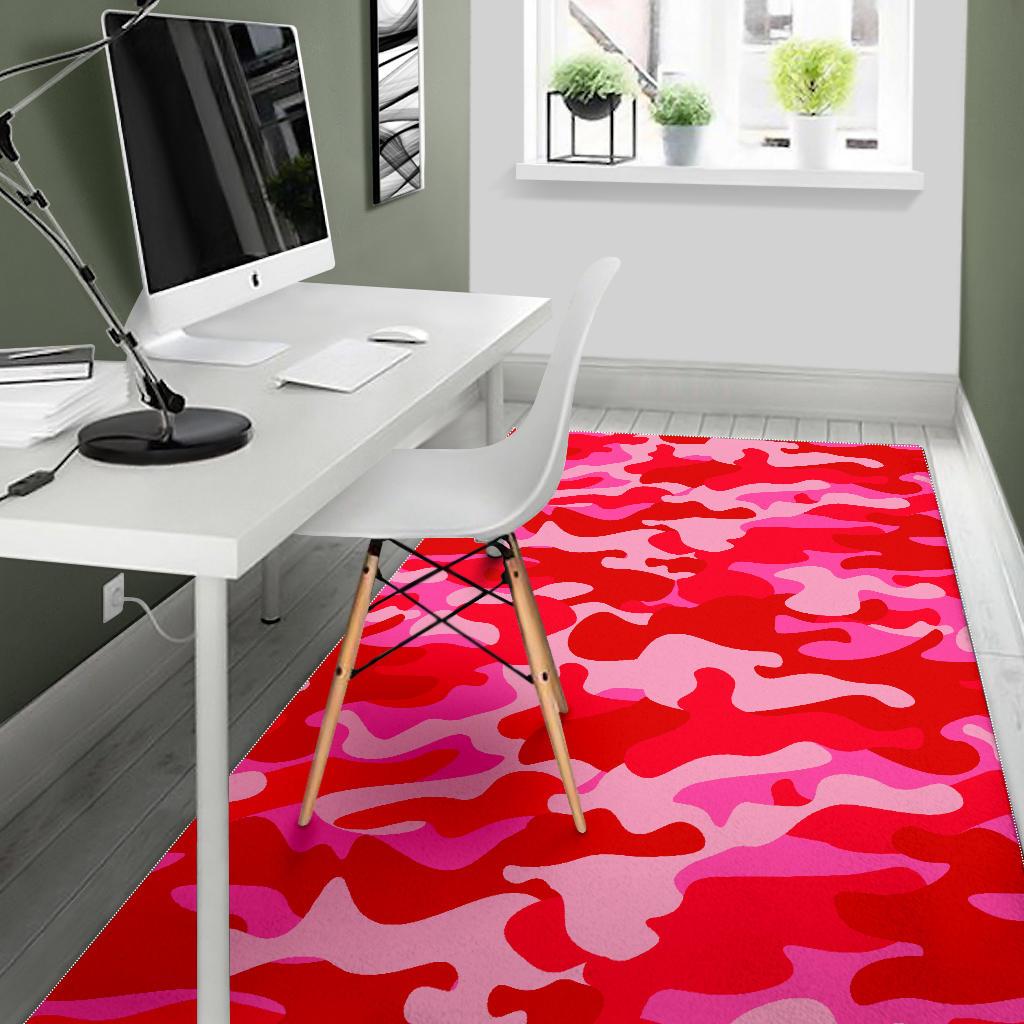 Hot Pink Camouflage Print Area Rug GearFrost