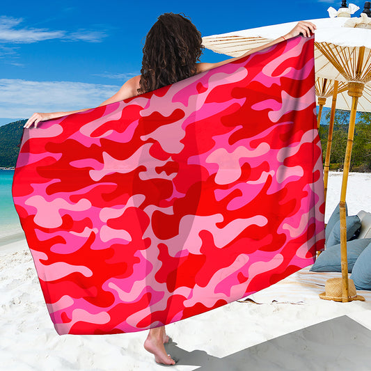 Hot Pink Camouflage Print Beach Sarong Wrap