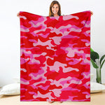 Hot Pink Camouflage Print Blanket
