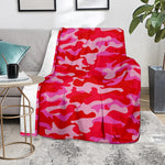 Hot Pink Camouflage Print Blanket