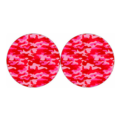 Hot Pink Camouflage Print Car Coasters