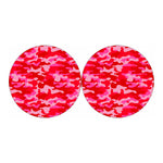Hot Pink Camouflage Print Car Coasters
