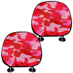 Hot Pink Camouflage Print Car Headrest Covers