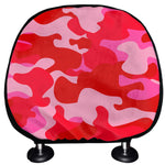 Hot Pink Camouflage Print Car Headrest Covers