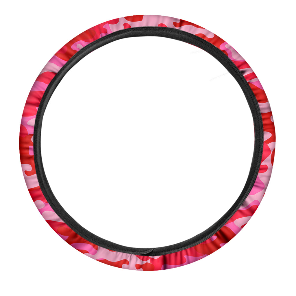 Hot Pink Camouflage Print Car Steering Wheel Cover