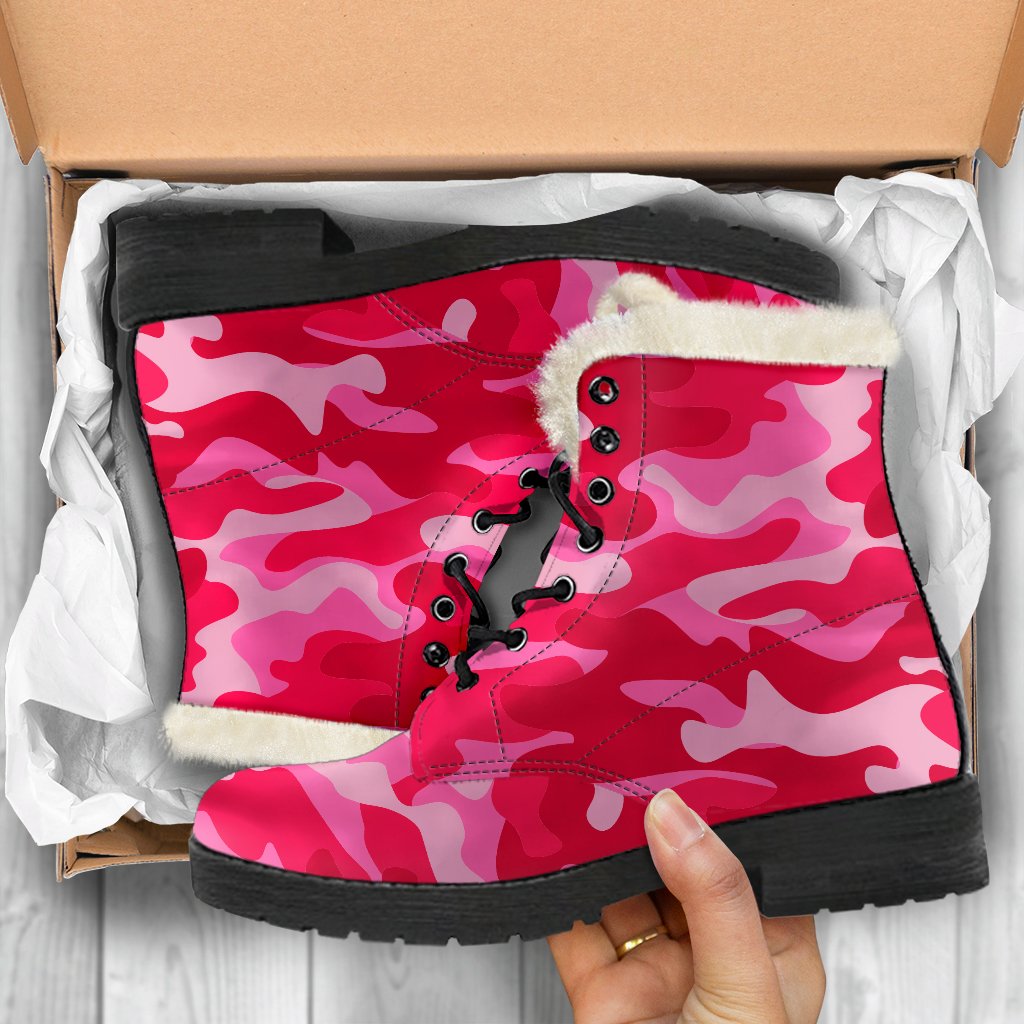 Hot Pink Camouflage Print Comfy Boots GearFrost