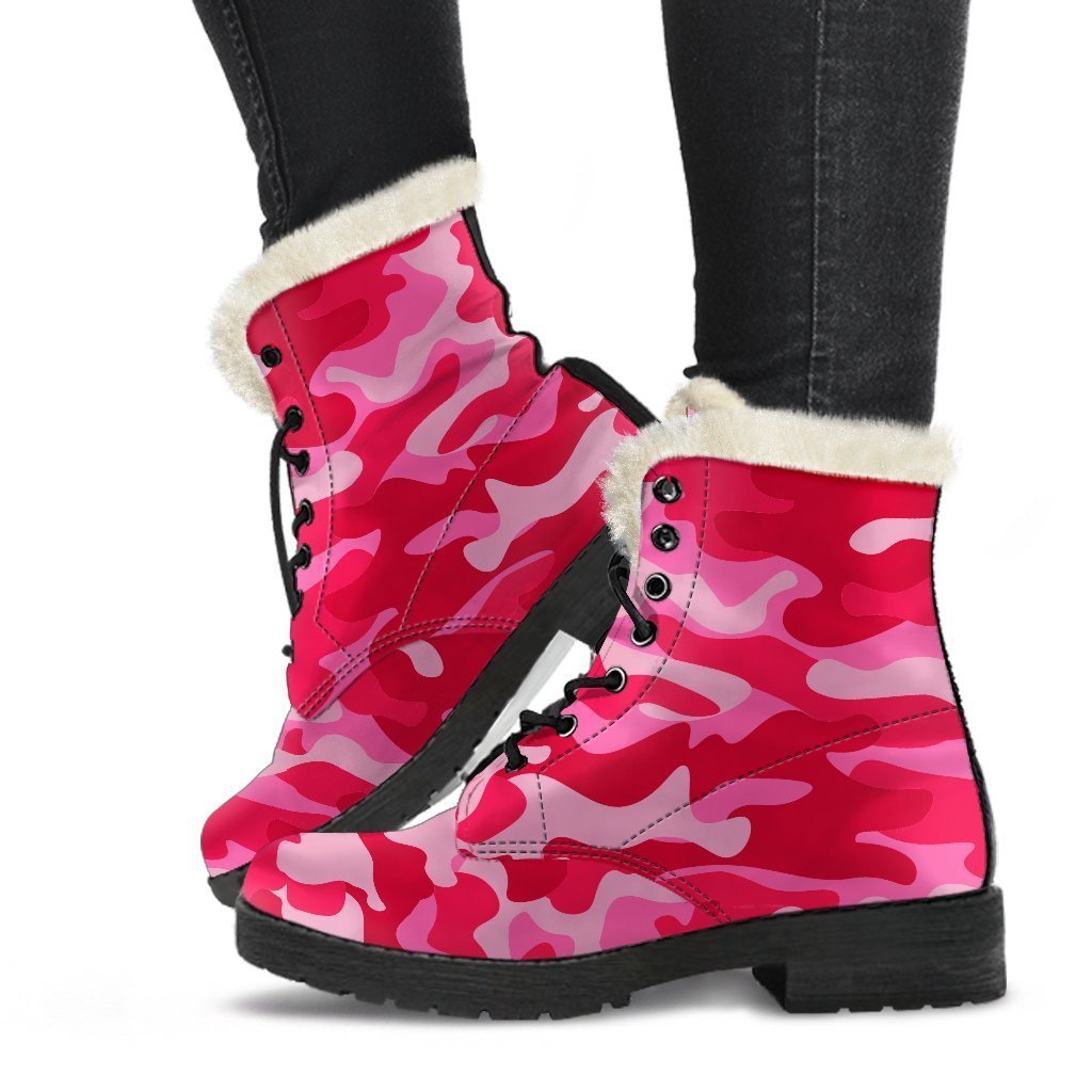 Hot Pink Camouflage Print Comfy Boots GearFrost