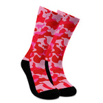 Hot Pink Camouflage Print Crew Socks