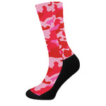 Hot Pink Camouflage Print Crew Socks