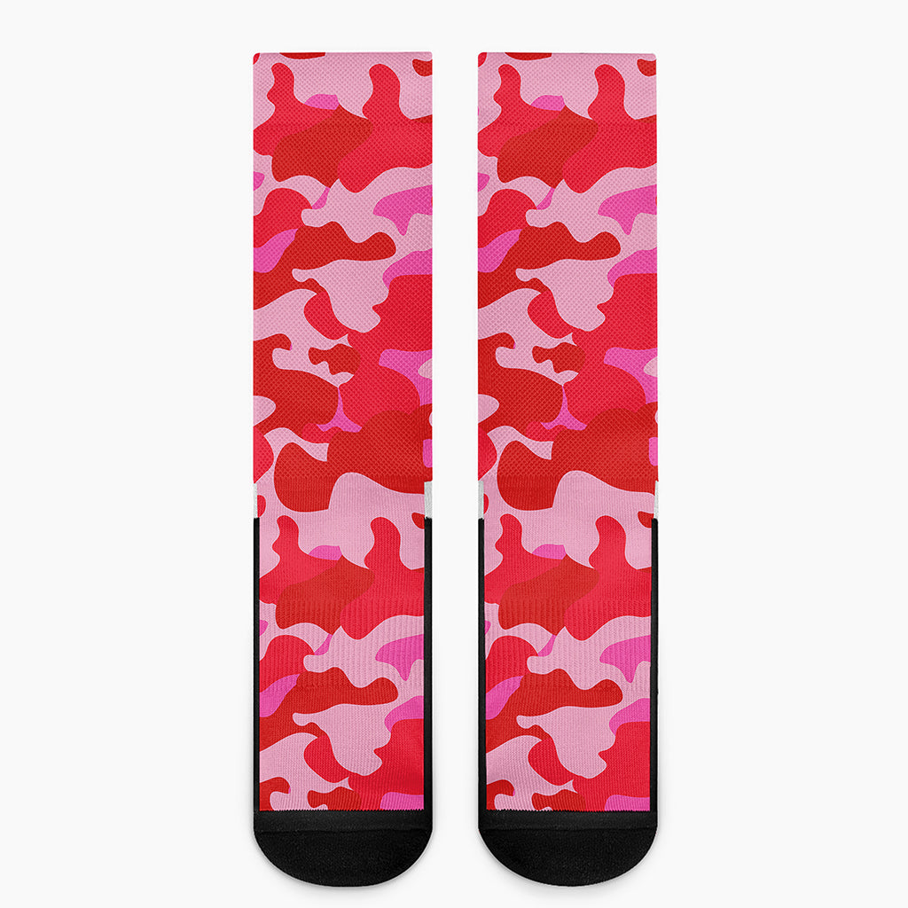 Hot Pink Camouflage Print Crew Socks