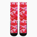 Hot Pink Camouflage Print Crew Socks