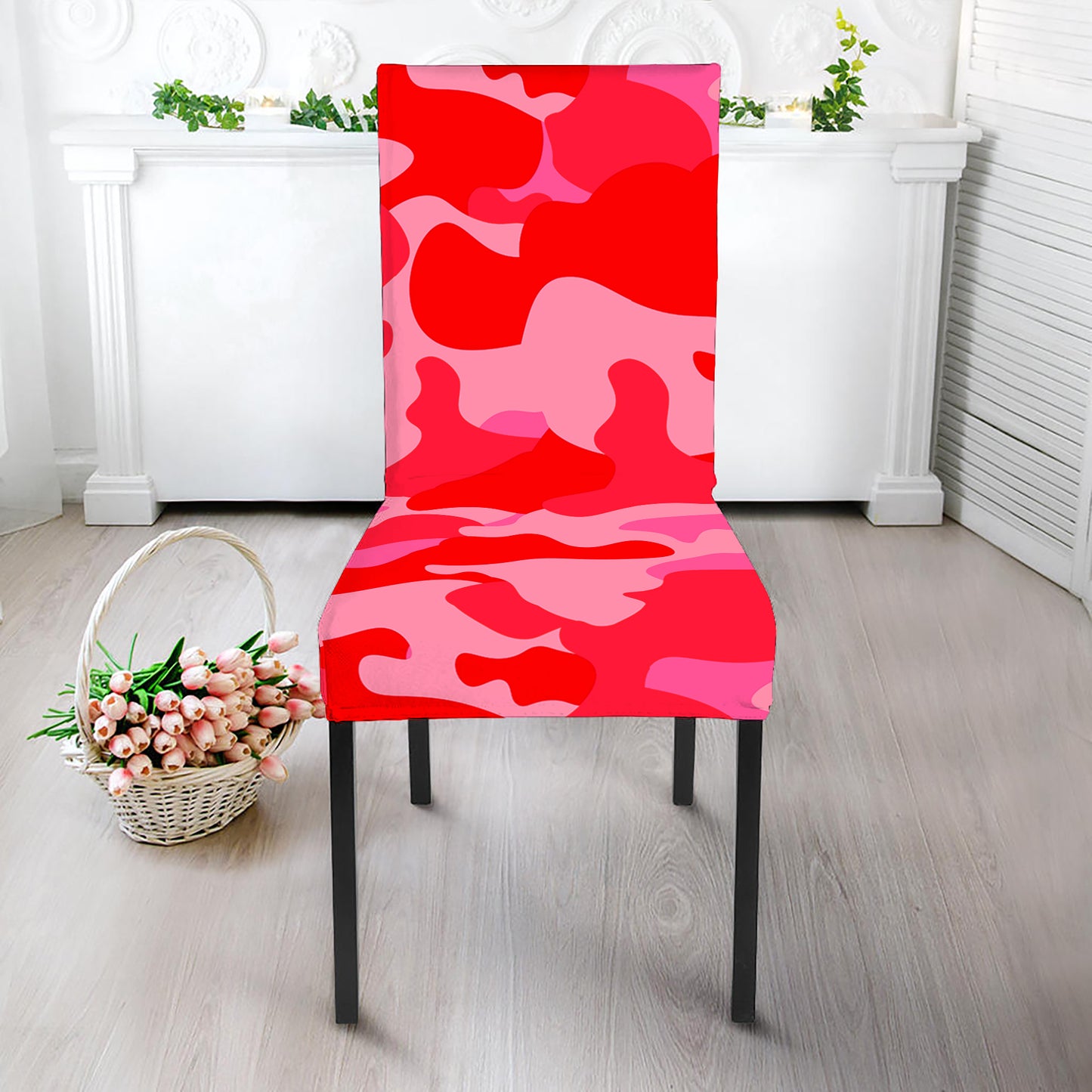 Hot Pink Camouflage Print Dining Chair Slipcover