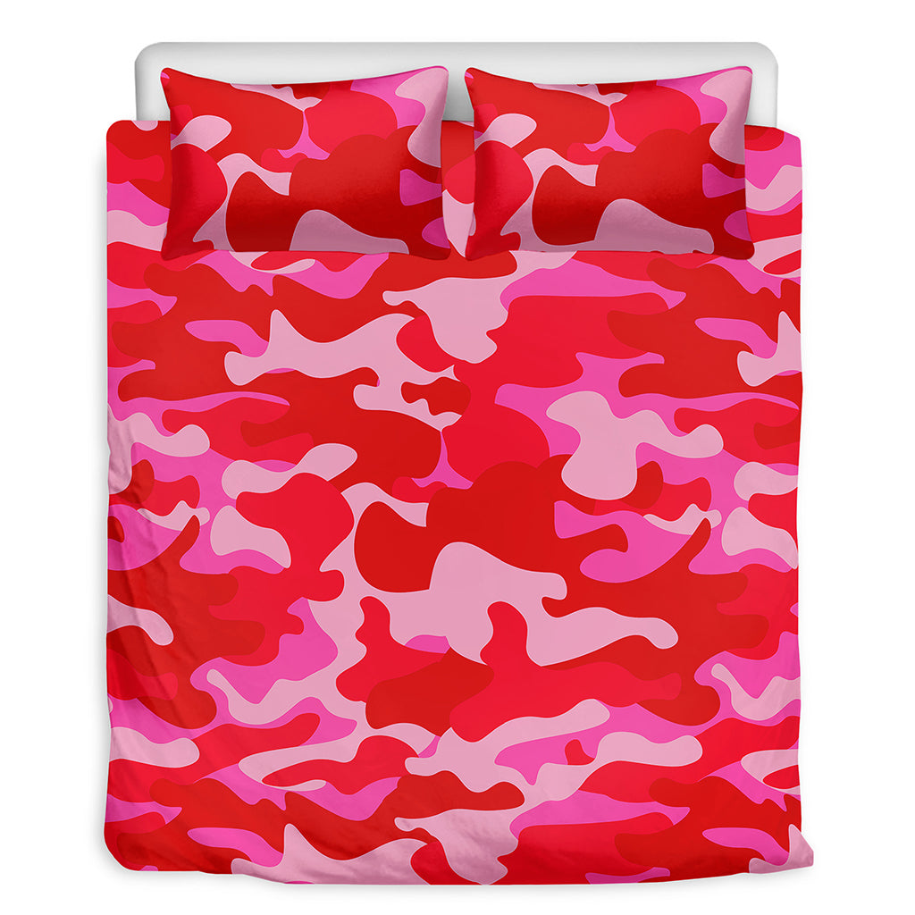 Hot Pink Camouflage Print Duvet Cover Bedding Set