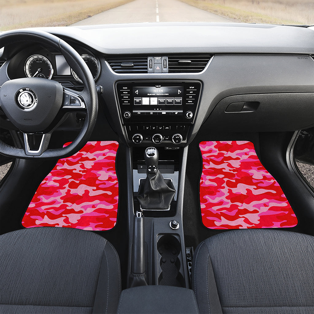 Hot Pink Camouflage Print Front and Back Car Floor Mats
