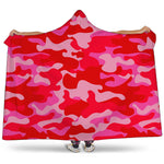 Hot Pink Camouflage Print Hooded Blanket