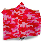 Hot Pink Camouflage Print Hooded Blanket