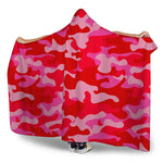 Hot Pink Camouflage Print Hooded Blanket