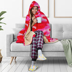 Hot Pink Camouflage Print Hooded Blanket