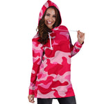 Hot Pink Camouflage Print Hoodie Dress GearFrost
