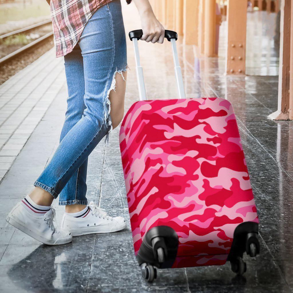 Hot Pink Camouflage Print Luggage Cover GearFrost