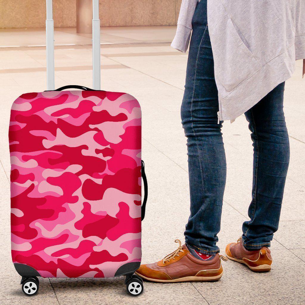 Hot Pink Camouflage Print Luggage Cover GearFrost