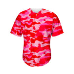 Hot Pink Camouflage Print Men's Baseball Jersey