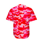 Hot Pink Camouflage Print Men's Baseball Jersey
