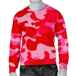 Hot Pink Camouflage Print Men's Crewneck Sweatshirt GearFrost