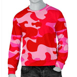 Hot Pink Camouflage Print Men's Crewneck Sweatshirt GearFrost